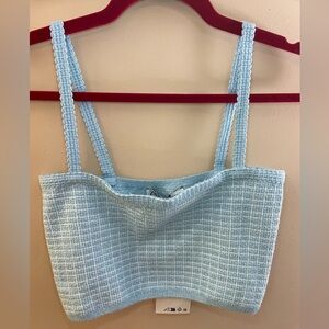 Light Blue Textured Women's Crop Top Tank BRAND NEW from Zara